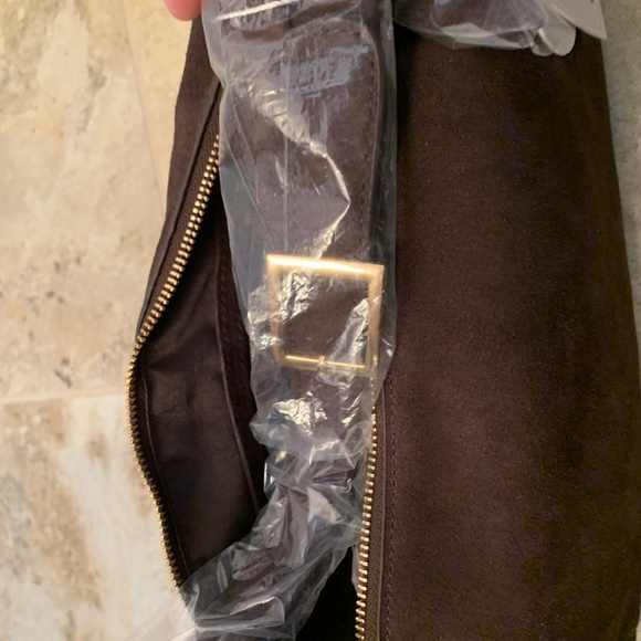 NEW Moda Luxe Maple Suede Hobo handbag leather chocolate NWT - Picture 5 of 9